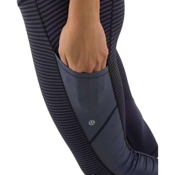 Lululemon Cut The Crop Size 2 1/8 Stripe Cadet Blue - Picture 4 of 9